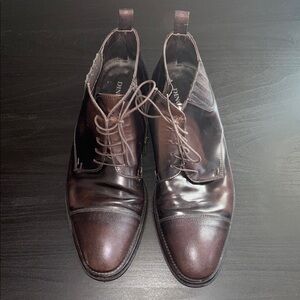 Men's Brown Leather Lace-Up Derby Shoes by